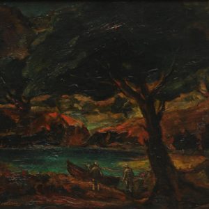 Fishermen in the evening. 1985, oil on canvas, 45,5x39