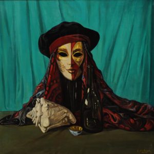Mask with a Hat, from “Venetian Masks” cycle. 2009, oil on canvas, 70x70