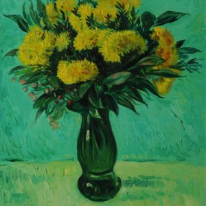 Flowers against Green Background. 2001, oil on canvas, 82,5x67