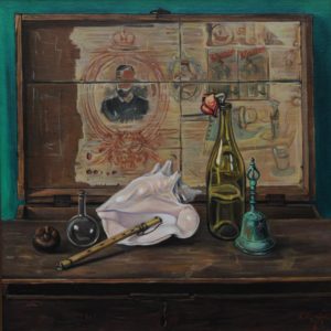 Still Life with Parajanov’s Trunk. 2005, oil on canvas, 70x70