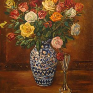Roses in the vase․ 2005, oil on canvas, 70x70