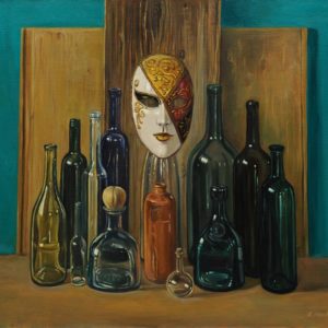 Mask with Bottles. 2010 oil on canvas, 70x80