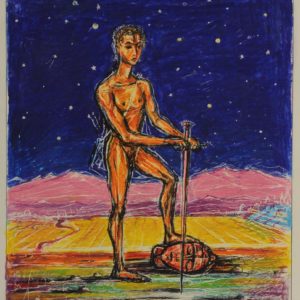 David Victorious over Goliath. 1992, pastel on paper, 27x21