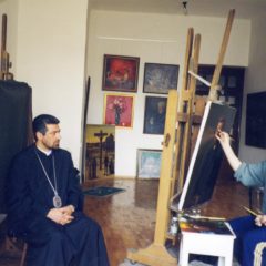 Working on the portrait of Archbishop Navasard Ktchoyan. Yerevan