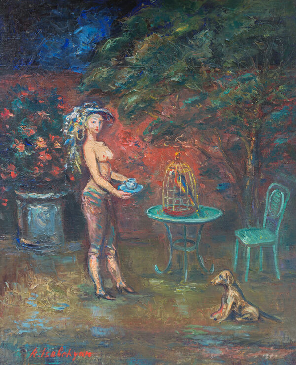 Tea in the garden. 2015, oil on canvas, 46x38