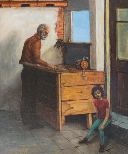 In the Studio. 1973, Oil on Canvas, 58x49 cm
