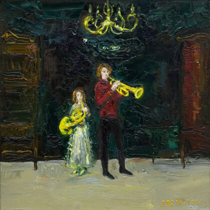 "Family concert". 2023, Oil on Canvas, 30x30 cm