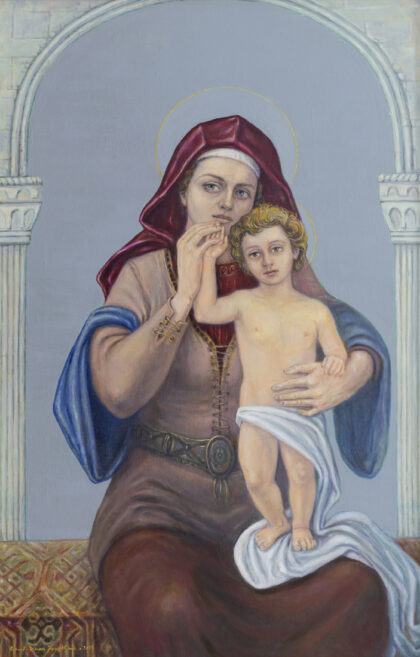 Մարիամ աստվածածինեը մանուկ քրիստոսի հետ․ 2023, կտավ, յուղաներկ (Մայր Աթոռ Սուրբ էջմիածին)